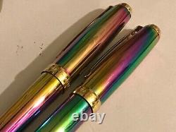 Vintage Sheaffer Prelude(9050)fountain+ballpoint Set, Rainbow Plasma/gt, M Nib