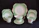 Vintage Shelley Art Deco Apple Green & Fawn Swirls 12521 Tea For Two Set 1936