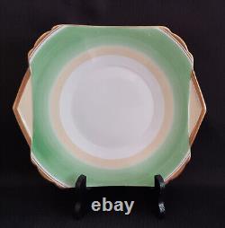 Vintage Shelley Art Deco Apple Green & Fawn Swirls 12521 Tea for Two Set 1936