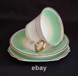 Vintage Shelley Art Deco Apple Green & Fawn Swirls 12521 Tea for Two Set 1936