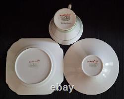 Vintage Shelley Art Deco Apple Green & Fawn Swirls 12521 Tea for Two Set 1936