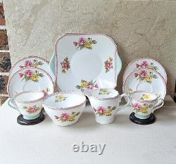 Vintage Shelley Begonia 13521 Fine Bone China Tea-for-Two Set 1950s