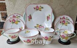 Vintage Shelley Begonia 13521 Fine Bone China Tea-for-Two Set 1950s