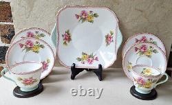 Vintage Shelley Begonia 13521 Fine Bone China Tea-for-Two Set 1950s