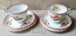 Vintage Shelley Begonia 13521 Fine Bone China Tea-for-Two Set 1950s