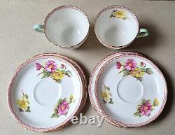 Vintage Shelley Begonia 13521 Fine Bone China Tea-for-Two Set 1950s