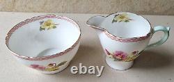 Vintage Shelley Begonia 13521 Fine Bone China Tea-for-Two Set 1950s