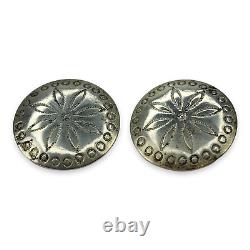 Vintage Southwestern Navajo Nickel Silver Concho Buttons Set of Two