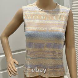 Vintage St John Collection 2pc Sweater Set Knit Blue Beige Sz 6