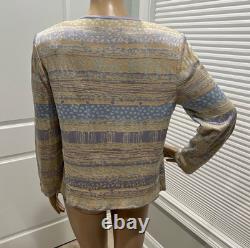 Vintage St John Collection 2pc Sweater Set Knit Blue Beige Sz 6