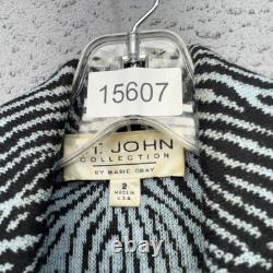 Vintage St John Collection Skirt Suit Womens 2 Black Knit Zebra Animal Print USA