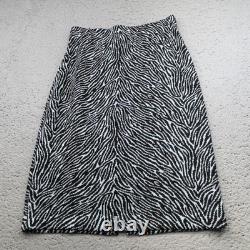 Vintage St John Collection Skirt Suit Womens 2 Black Knit Zebra Animal Print USA
