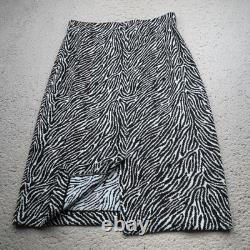 Vintage St John Collection Skirt Suit Womens 2 Black Knit Zebra Animal Print USA
