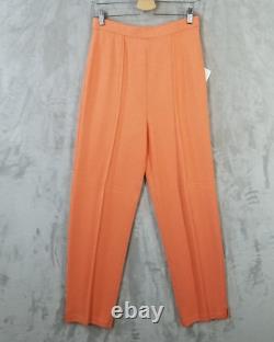 Vintage St. John Santana Knit Top & Pant Set S/8 Orange Tapered Textured Casual