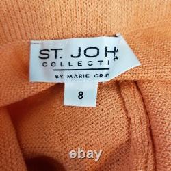 Vintage St. John Santana Knit Top & Pant Set S/8 Orange Tapered Textured Casual
