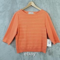 Vintage St. John Santana Knit Top & Pant Set S/8 Orange Tapered Textured Casual