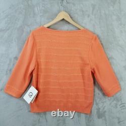 Vintage St. John Santana Knit Top & Pant Set S/8 Orange Tapered Textured Casual