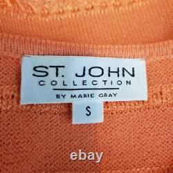 Vintage St. John Santana Knit Top & Pant Set S/8 Orange Tapered Textured Casual