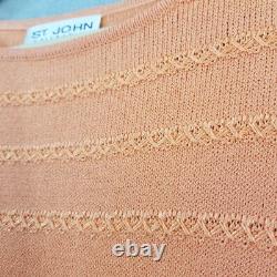 Vintage St. John Santana Knit Top & Pant Set S/8 Orange Tapered Textured Casual