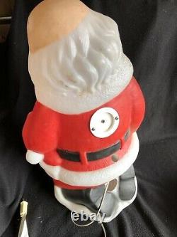 Vintage TPI Two Piece Set Kneeling Santa Blow Mold With Baby Jesus Christ Manger