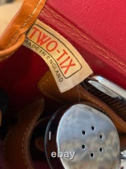Vintage TWO TIX Travel Grooming Set Gillette Vintage Razor Leather Case