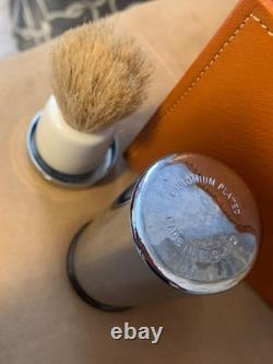 Vintage TWO TIX Travel Grooming Set Gillette Vintage Razor Leather Case