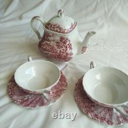 Vintage The Hunter by Myott Two Handle Tea Cups, Saucers and Teapot