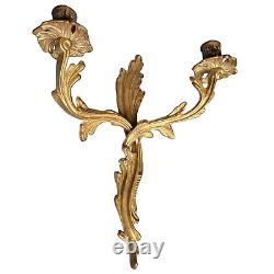 Vintage Wall Sconce Golden Solid Brass Candlestick Holder Candelabra Set of Two