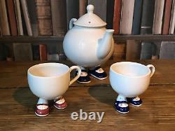 Vintage mid century Carlton ware walking ware blue Mary Jane teapot & cups