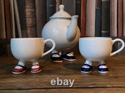 Vintage mid century Carlton ware walking ware blue Mary Jane teapot & cups