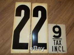 Vintage set 19 GAS STATION PRICE NUMBER SIGNS tin metal 16 one sided 3 two sided