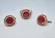 Vintage Set Two-color Ring And Earrings 925 Silver With Multi-colored Stones