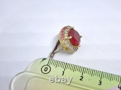 Vintage set two-color ring and earrings 925 silver with multi-colored stones