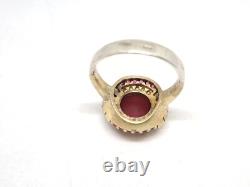 Vintage set two-color ring and earrings 925 silver with multi-colored stones