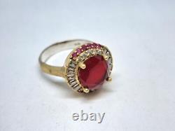 Vintage set two-color ring and earrings 925 silver with multi-colored stones