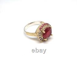 Vintage set two-color ring and earrings 925 silver with multi-colored stones