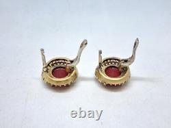 Vintage set two-color ring and earrings 925 silver with multi-colored stones