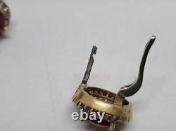 Vintage set two-color ring and earrings 925 silver with multi-colored stones