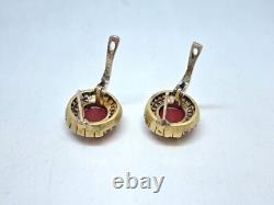 Vintage set two-color ring and earrings 925 silver with multi-colored stones
