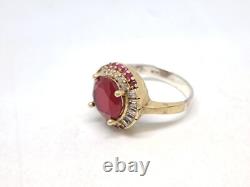 Vintage set two-color ring and earrings 925 silver with multi-colored stones