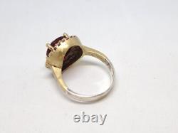 Vintage set two-color ring and earrings 925 silver with multi-colored stones