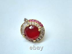 Vintage set two-color ring and earrings 925 silver with multi-colored stones