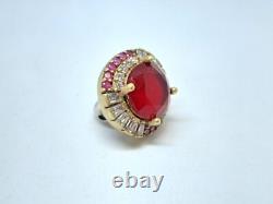 Vintage set two-color ring and earrings 925 silver with multi-colored stones