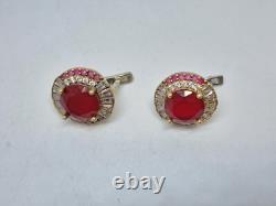 Vintage set two-color ring and earrings 925 silver with multi-colored stones