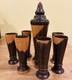 Vintage, Two-tone Wooden Pitcher And Cup Set