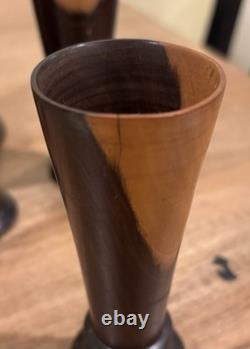 Vintage, two-tone wooden pitcher and cup set