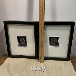 Vntg Framed Signed CukierSet Of Two Shadow Box Framed Art Pieces Abstract Art