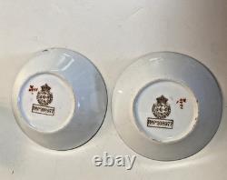 Vtg Antique Royal Worcester Yellow Teacup Saucer Set Floral Gold Trim Rn 208977