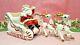 Vtg Christmas Waving Santa Claus Candy Cane Sleigh Two Reindeer W Red Harness