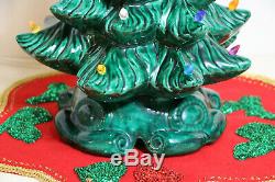 Vtg Lighted 2 Pc Atlantic Mold Ceramic Christmas Tree 17.5 Two Sets Of Bulbs